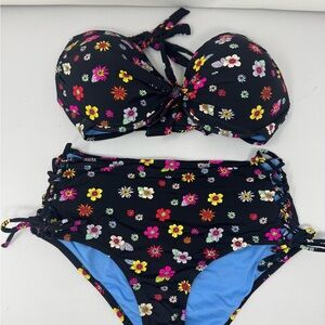 California Waves Black Floral Women’s Bikini